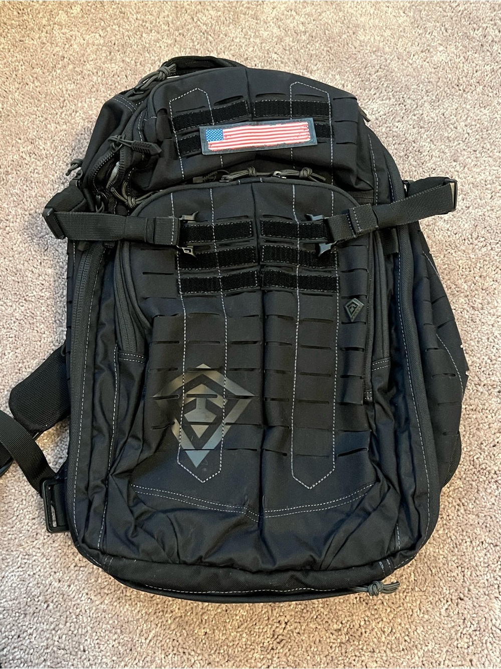 Men's Black Tactical-Style Backpack with MOLLE Webbing
